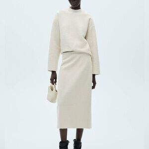 Mango MNG - boucle 2 piece matching skirt and sweater SET